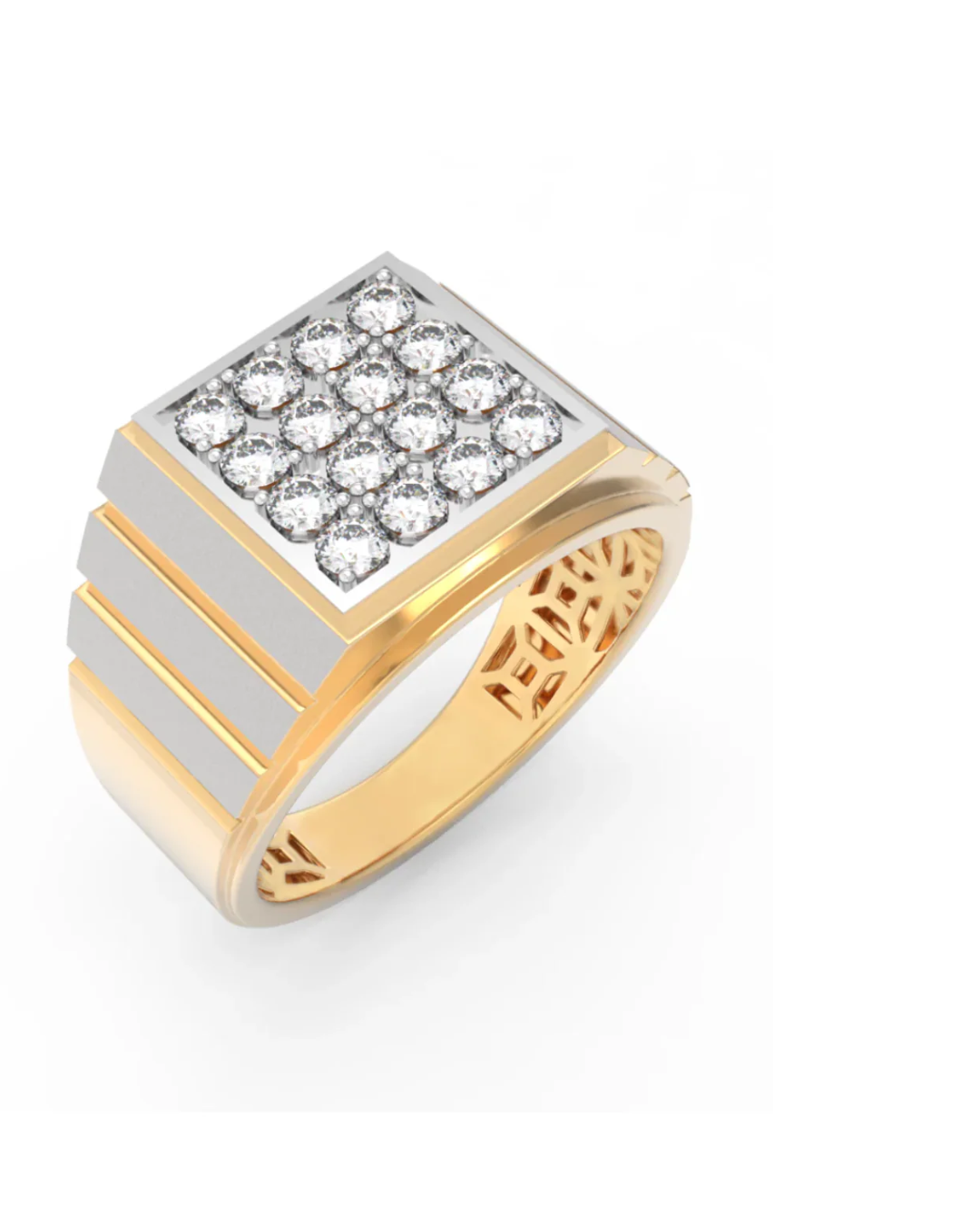 18K Gold & Diamond Square Ring For Men KRC60263