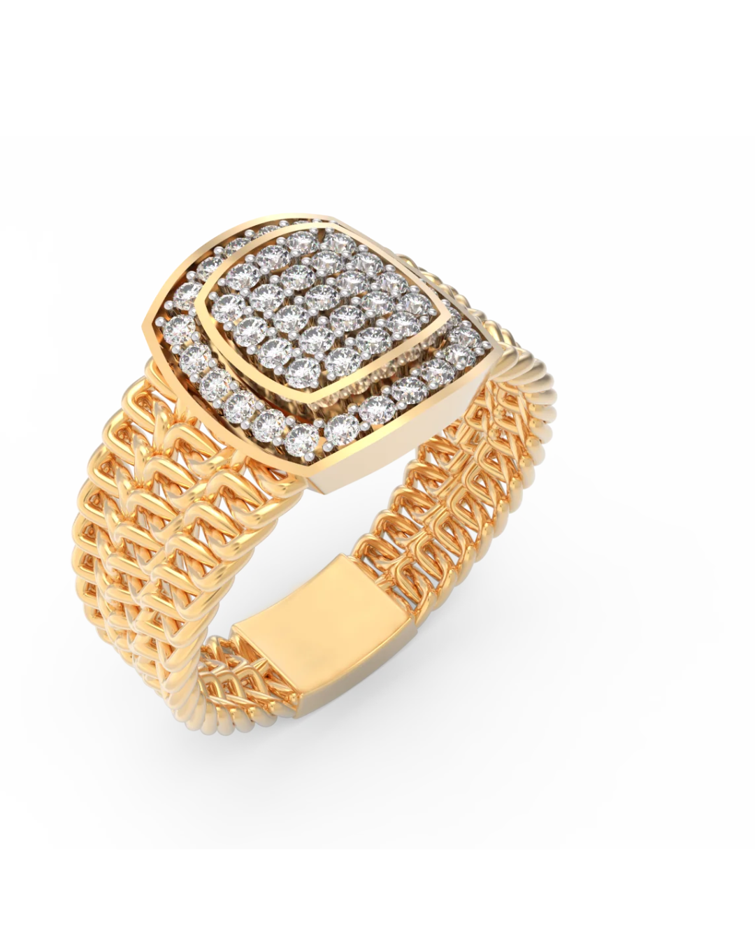 18K Gold & Diamond Band Ring For Men KRC60130