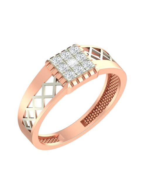 18K Gold & Diamond Band Ring For Men PRA60293