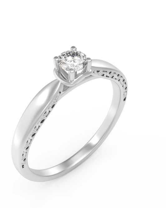 White Gold & Diamond Solitaire Ring For Women KRC10322