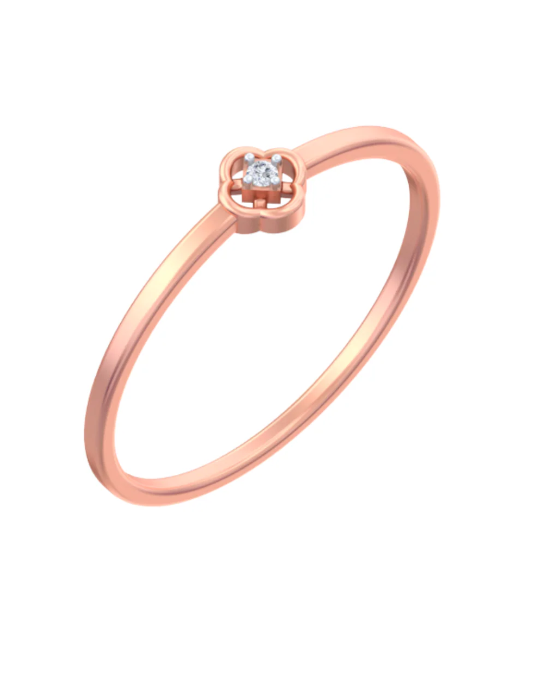 18K Gold & Diamond Solitaire Band Ring For Women KSK162