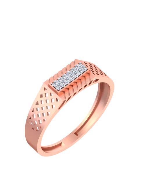 18K Gold & Diamond Band Ring For Men KSK265