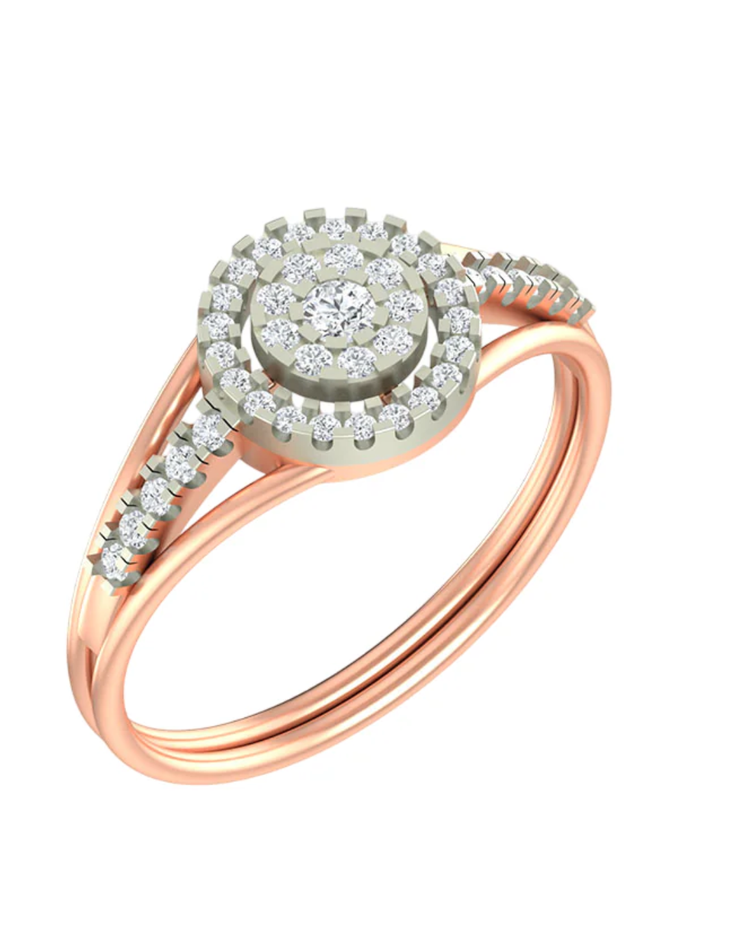 Gold & Diamond Halo Ring For Women KRB10181