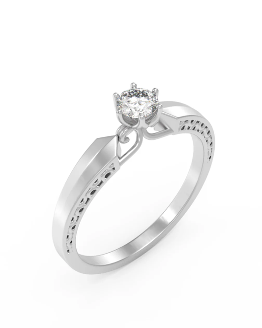 White Gold & Diamond Solitaire Ring For Women KRC10321