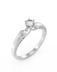 White Gold & Diamond Solitaire Ring For Women KRC10321