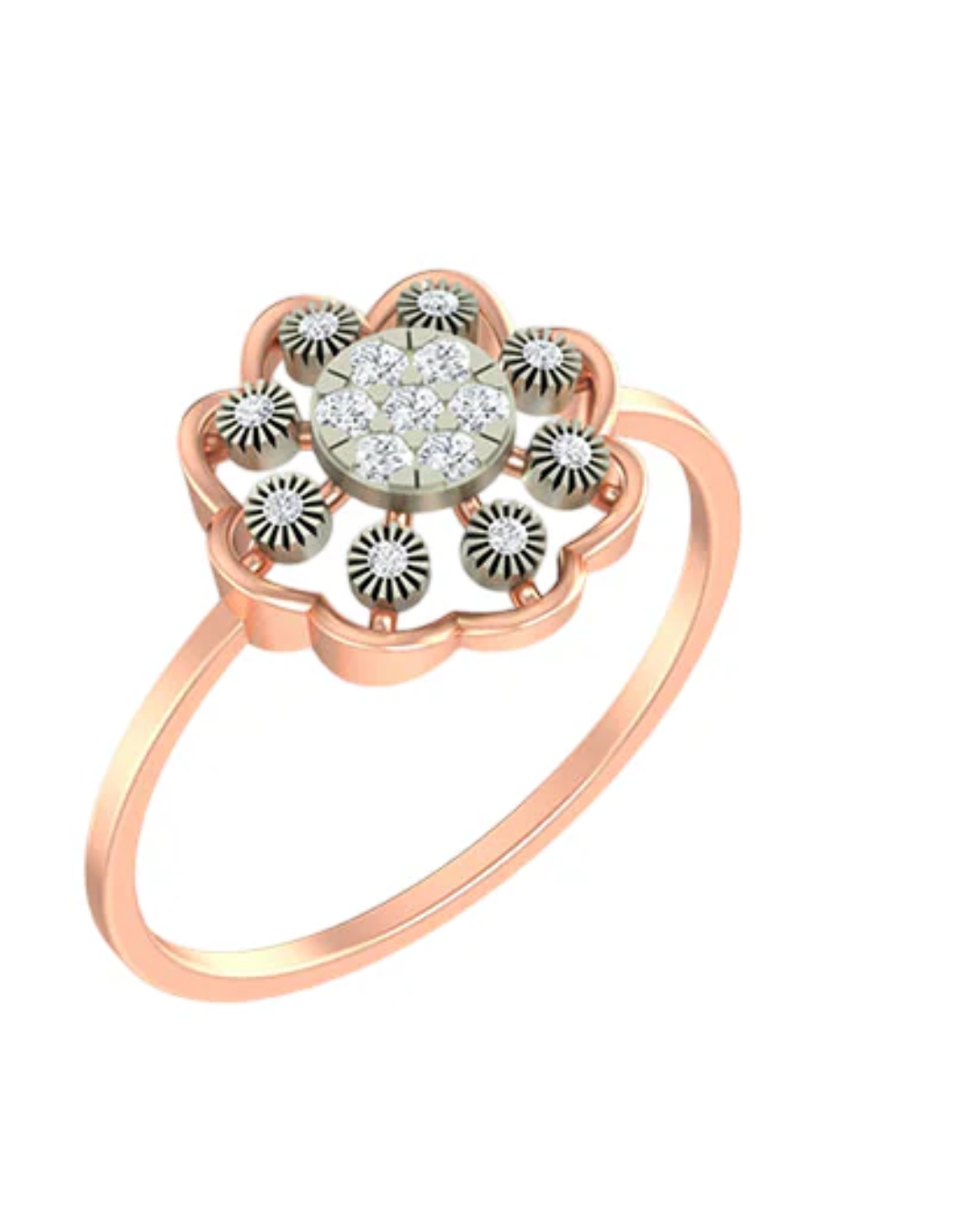 Gold & Diamond Floral Ring For Women KRB10066