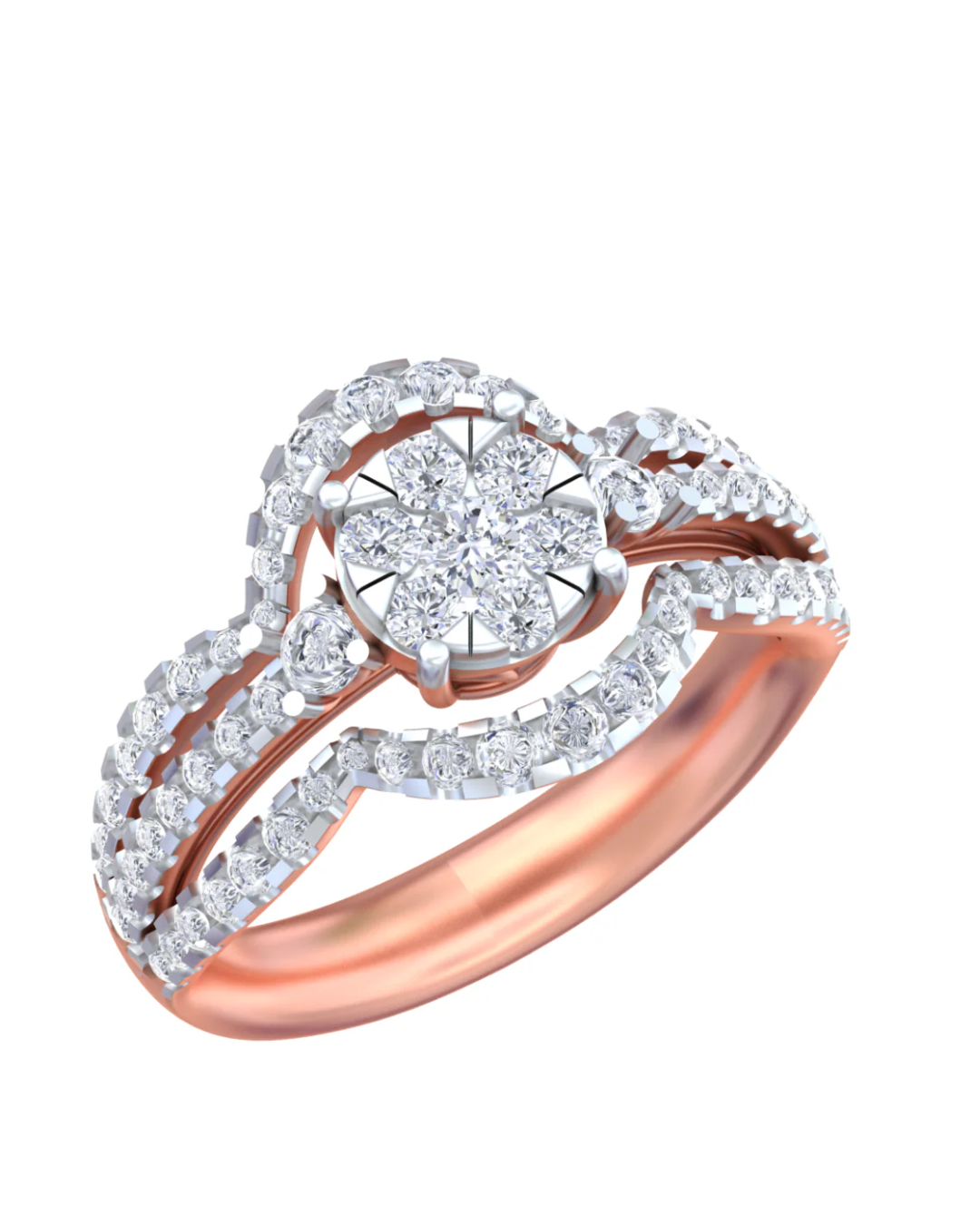 18K Gold & Diamond Engagement Ring For Women KRB10425