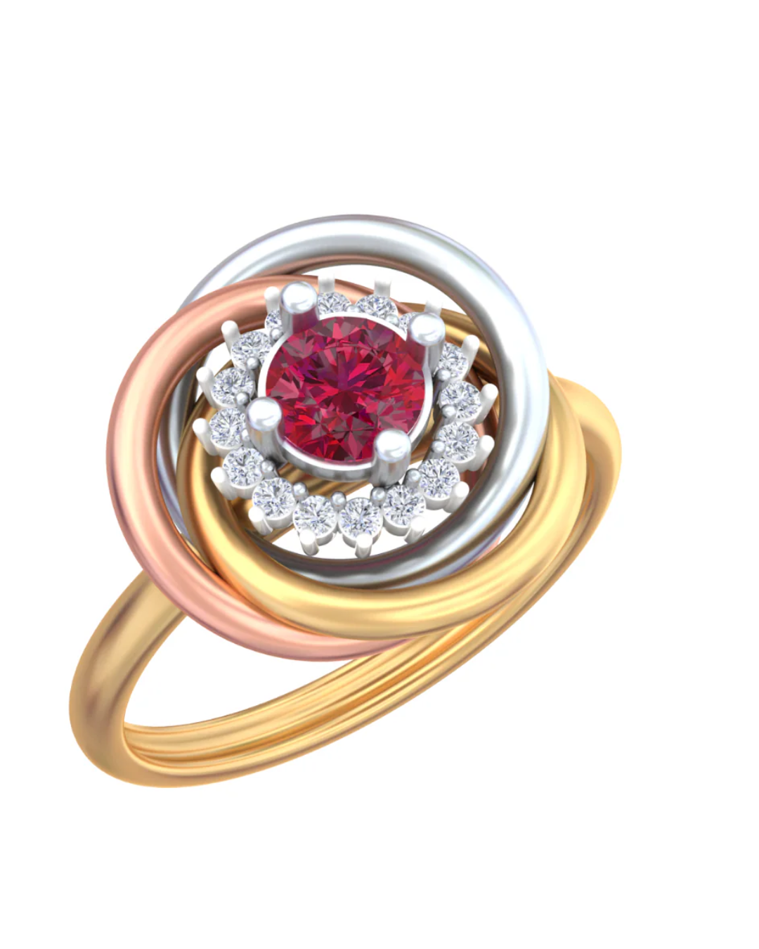 18K Gold & Diamond Gemstone Ring For Women KRB10461