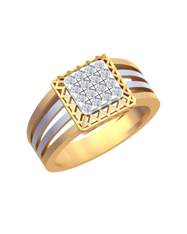 Gold & Diamond Square Ring For Men KRB20282