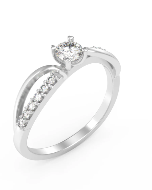 White Gold & Diamond Engagement Ring For Women KRC10317