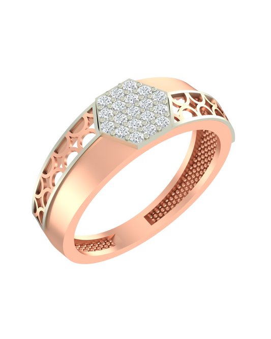 18K Gold & Diamond Band Ring For Men PRA60289