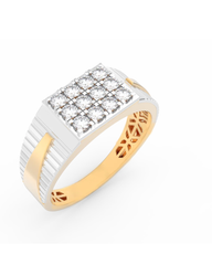18K Gold & Diamond Band Ring For Men KRC60249