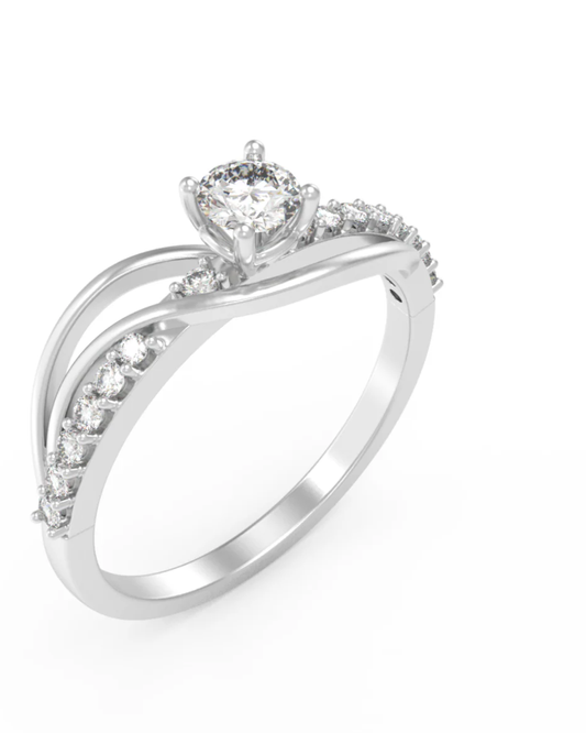 White Gold & Diamond Engagement Ring For Women KRC10316