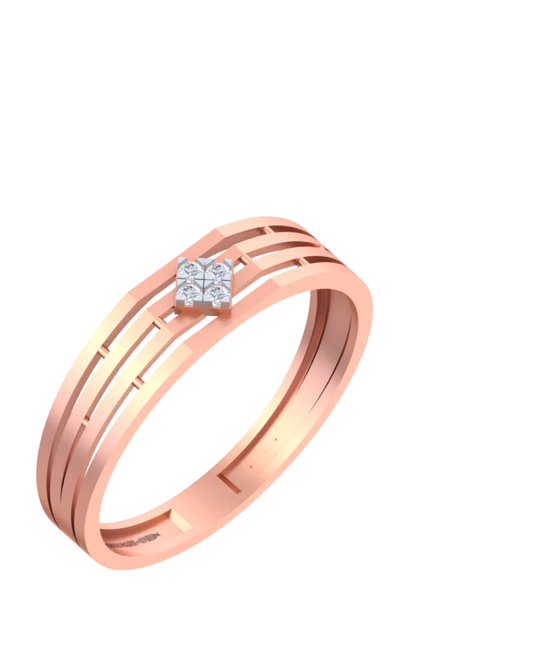 18K Gold & Diamond Solitaire Band Ring For Men KSK238