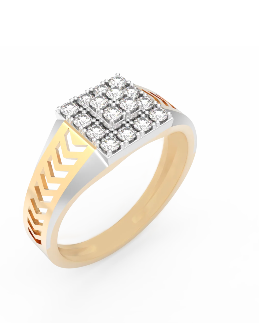 Gold & Diamond Square Ring For Men KRC20224