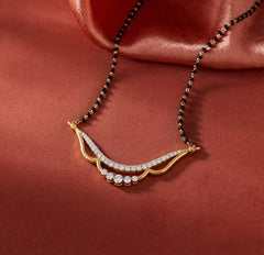 Gold & Diamond Curved Mangalsutra For Women KRC50141