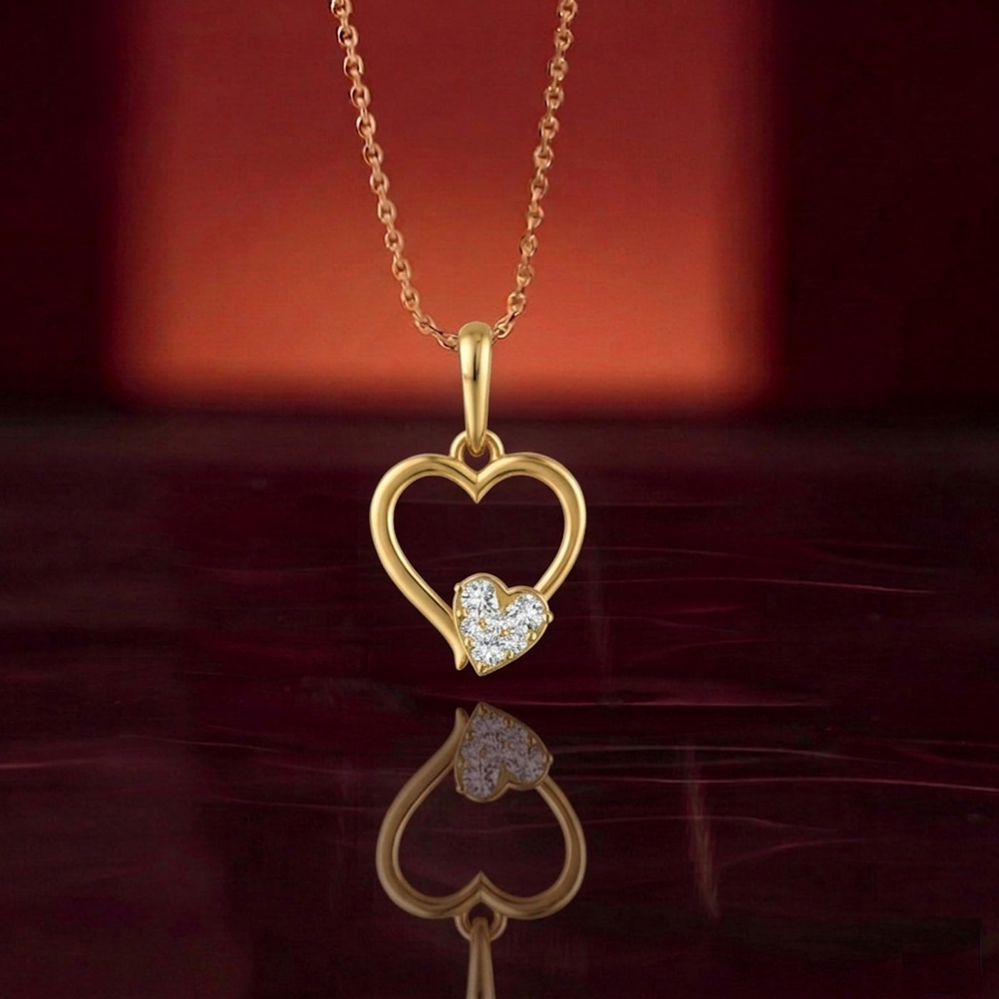 Gold & Diamond Heart Pendant Set KRC40579
