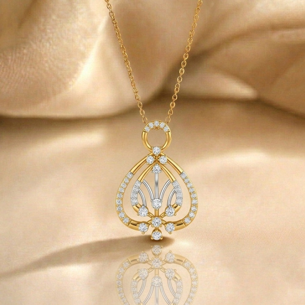 gold and diamond pendant on blur background