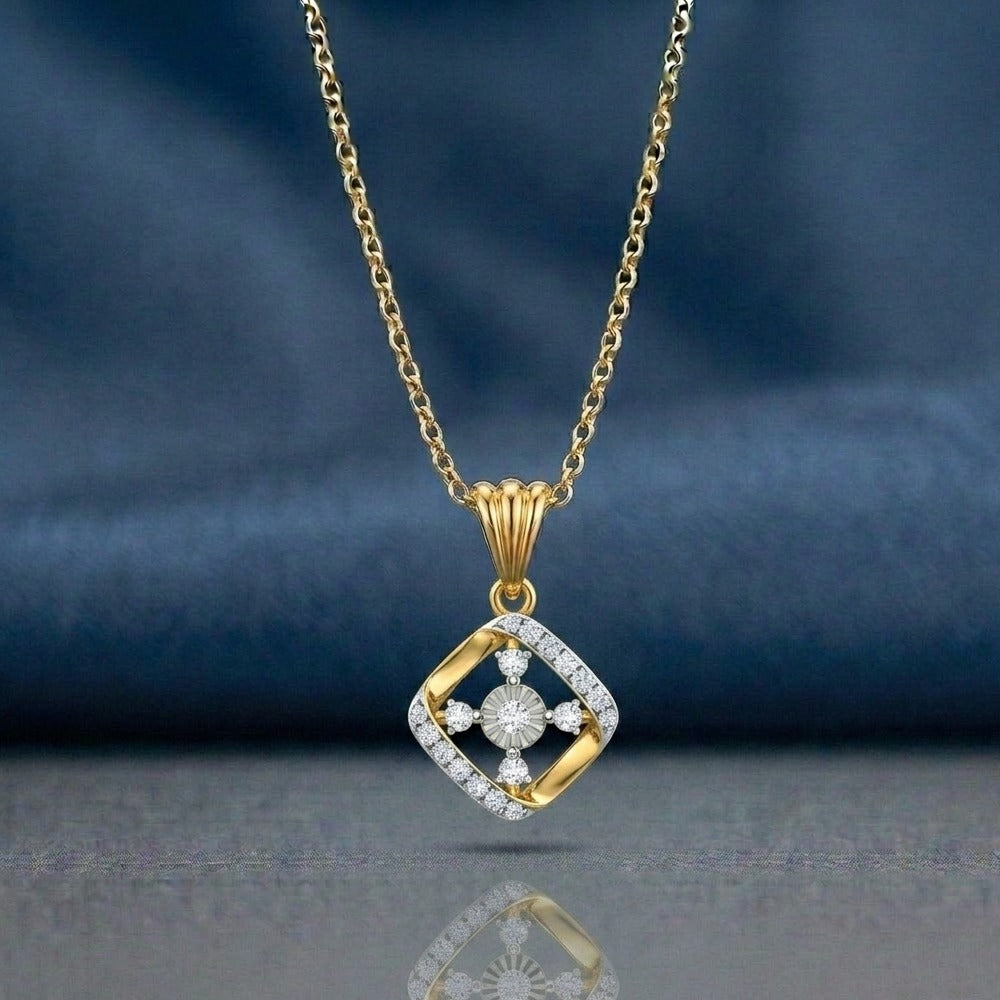 Gold & Diamond Floral PENDANT SET KRC40722