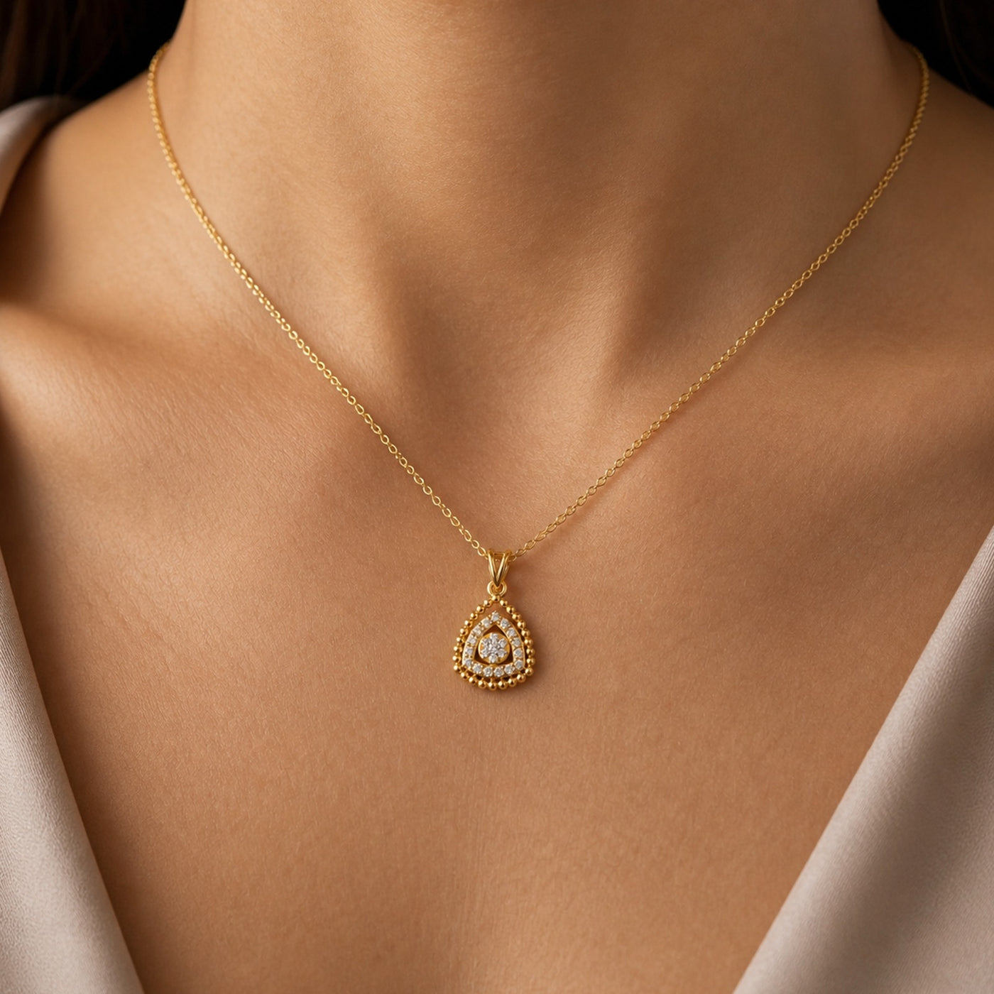 Stylish Gold & Diamond PENDANT SET KRC40734