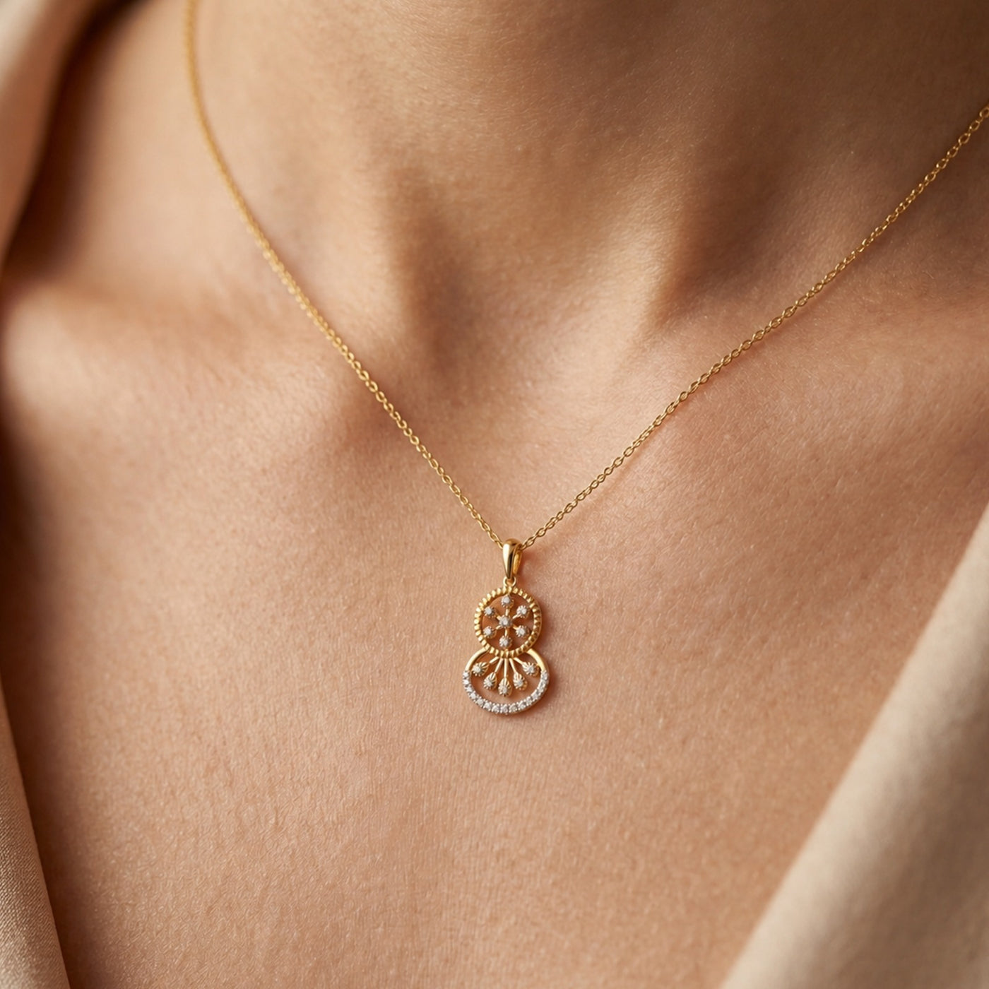 Premium Gold & Diamond Pendant Set KRC40737