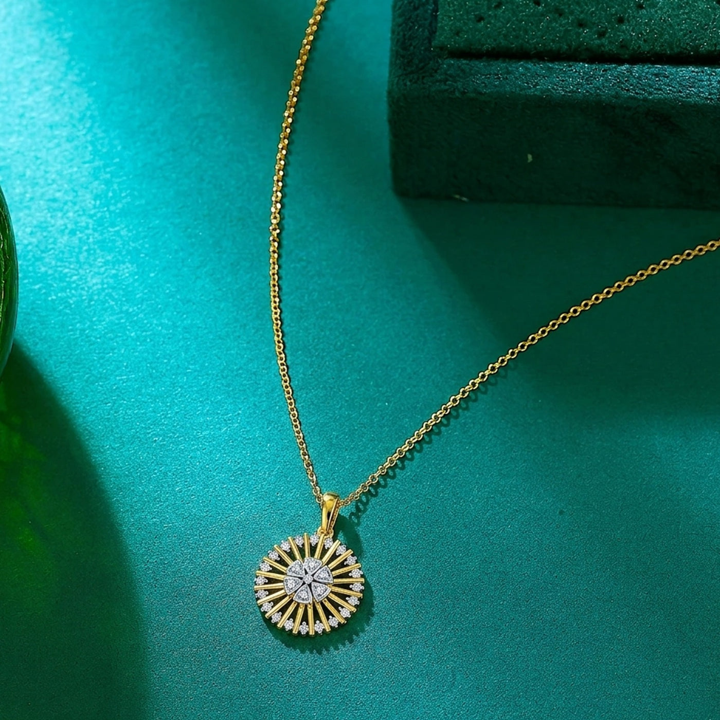 Gold & Diamond Round-Shaped Pendant Set KRC40739