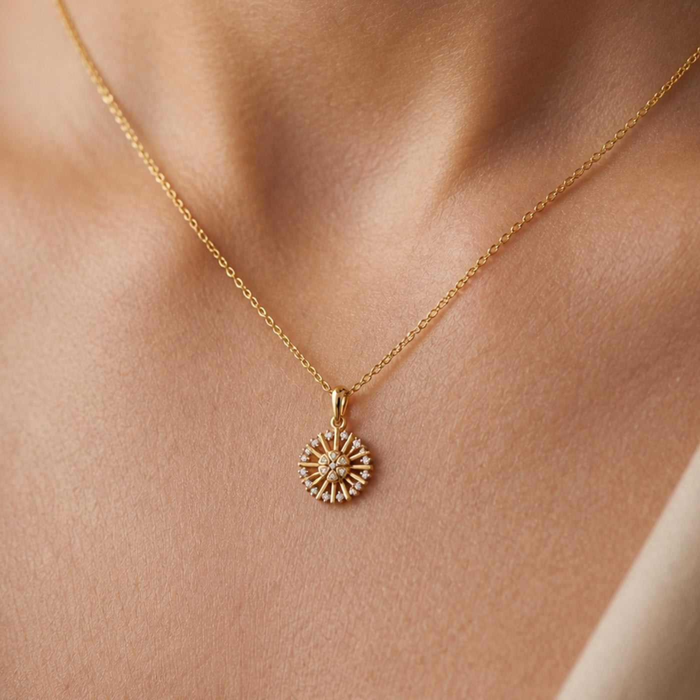 Gold & Diamond Round-Shaped Pendant Set KRC40739