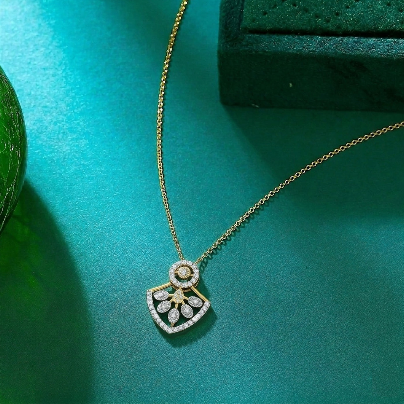 Gold & Diamond Partywear Pendant Set KRC40741