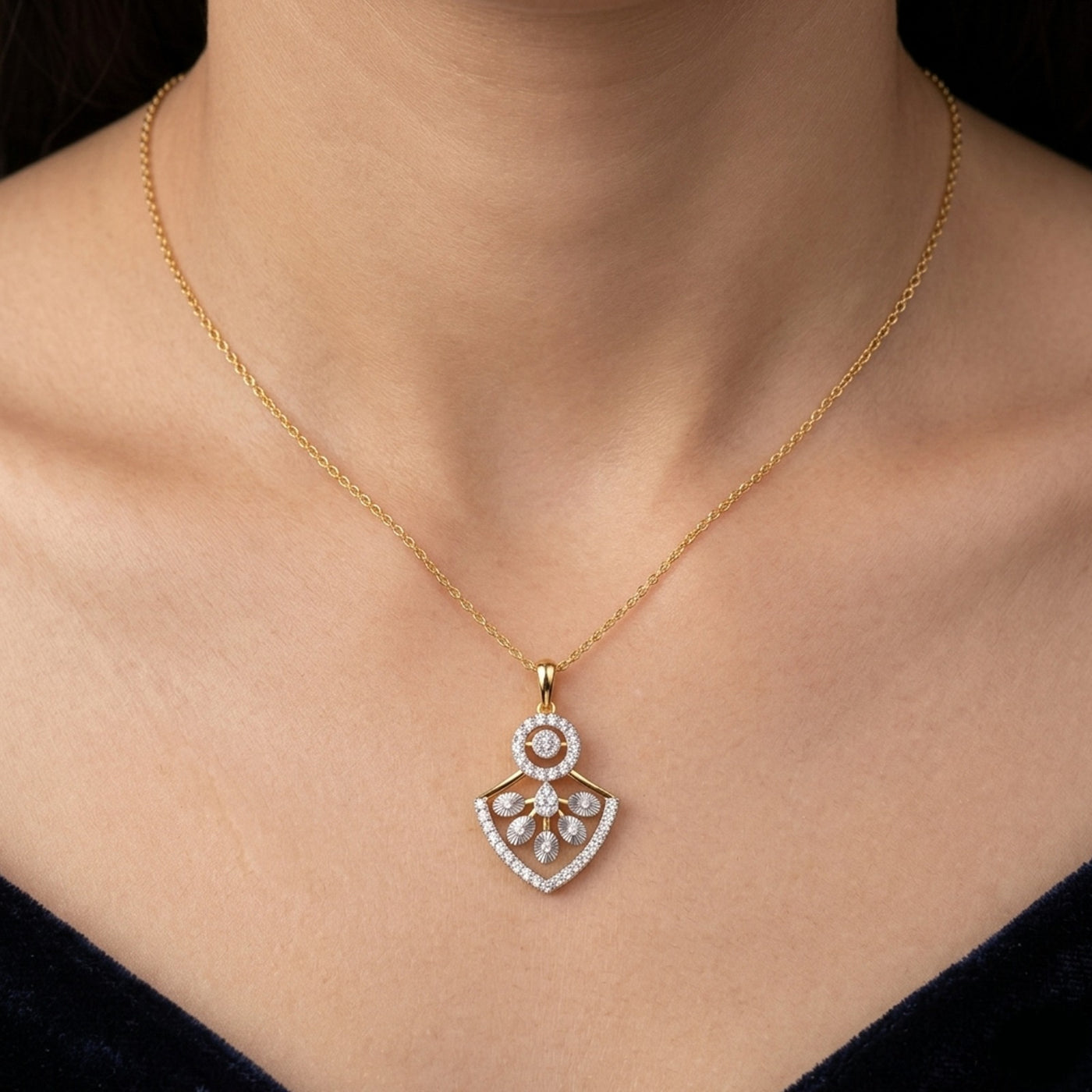 Gold & Diamond Partywear Pendant Set KRC40741