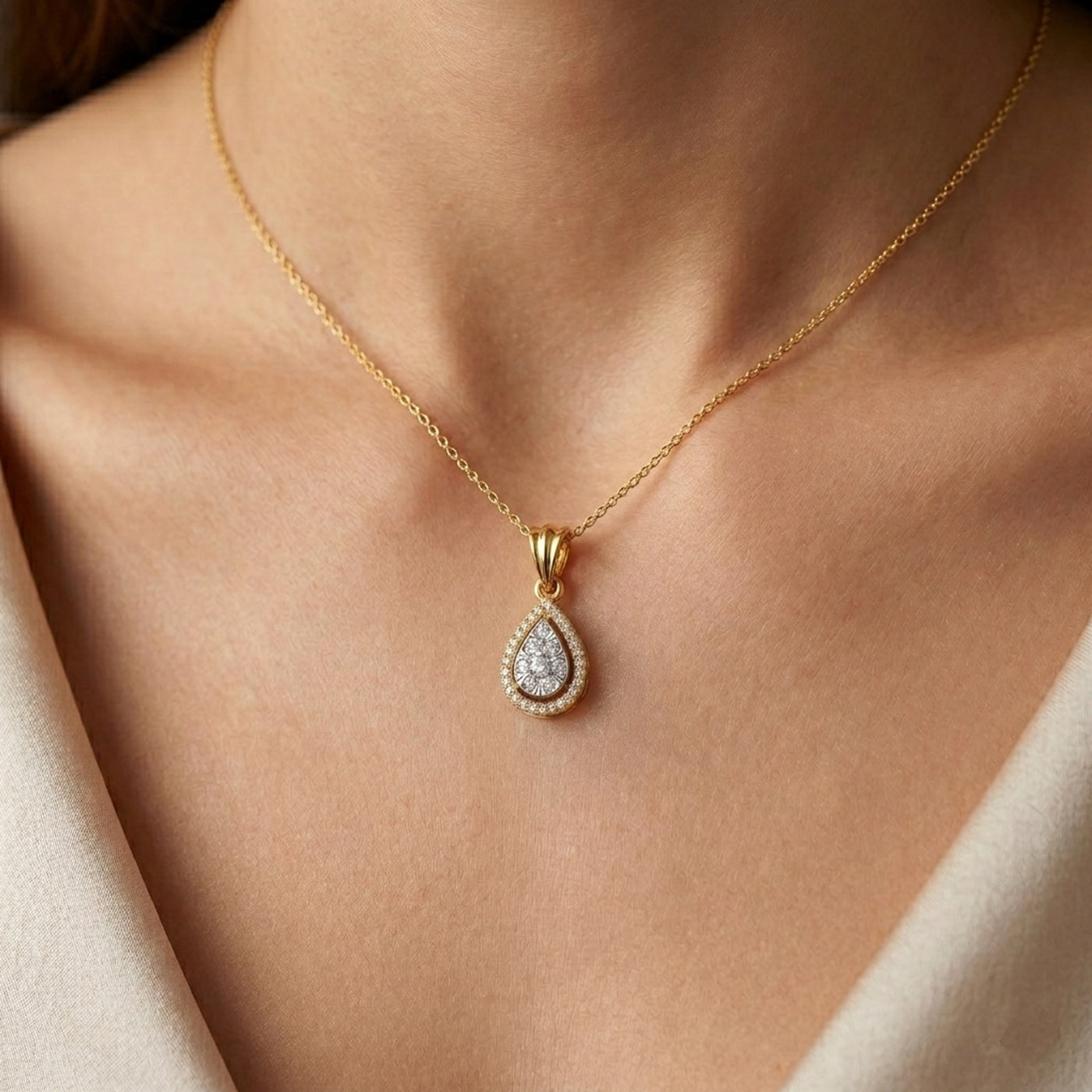 Elegant Gold & Diamond Partywear Pendant Set KRC40743