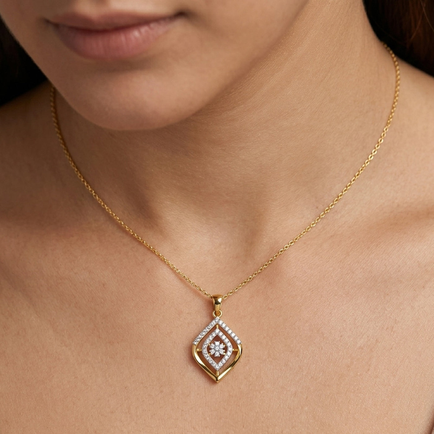 Elegant Gold & Diamond PENDANT SET KRC40750