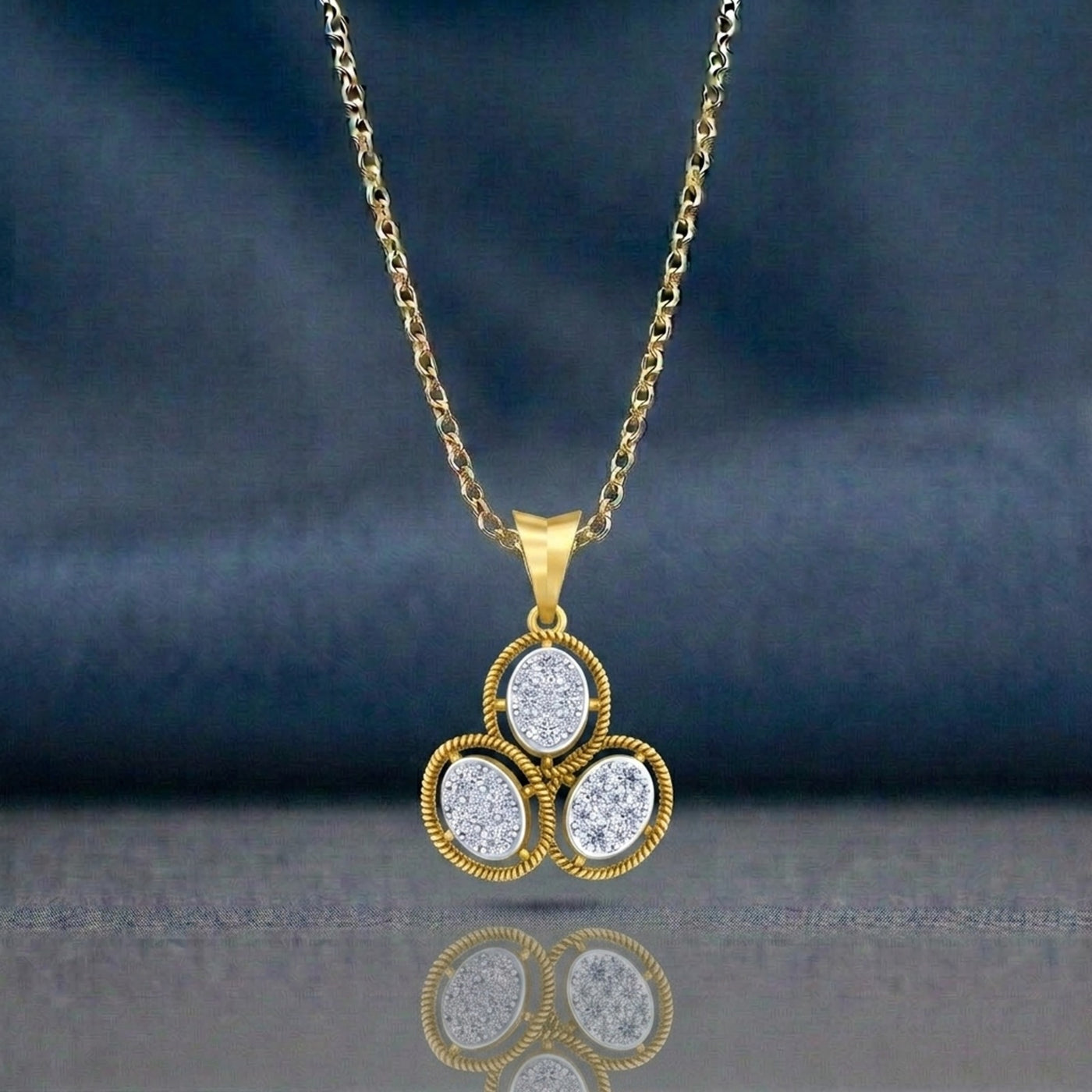 Elegant Gold & Diamond Partywear Pendant Set KRC40751