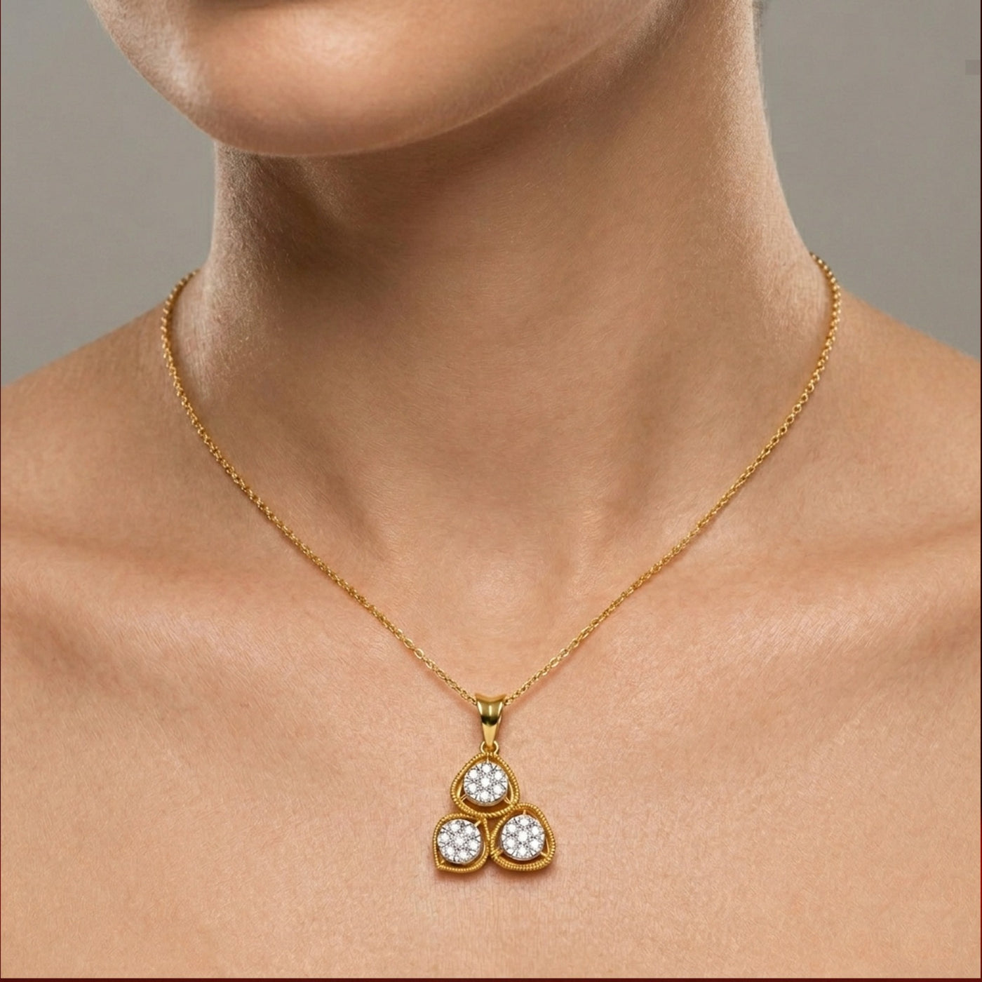 Designer Gold & Diamond Pendant Set KRC40754