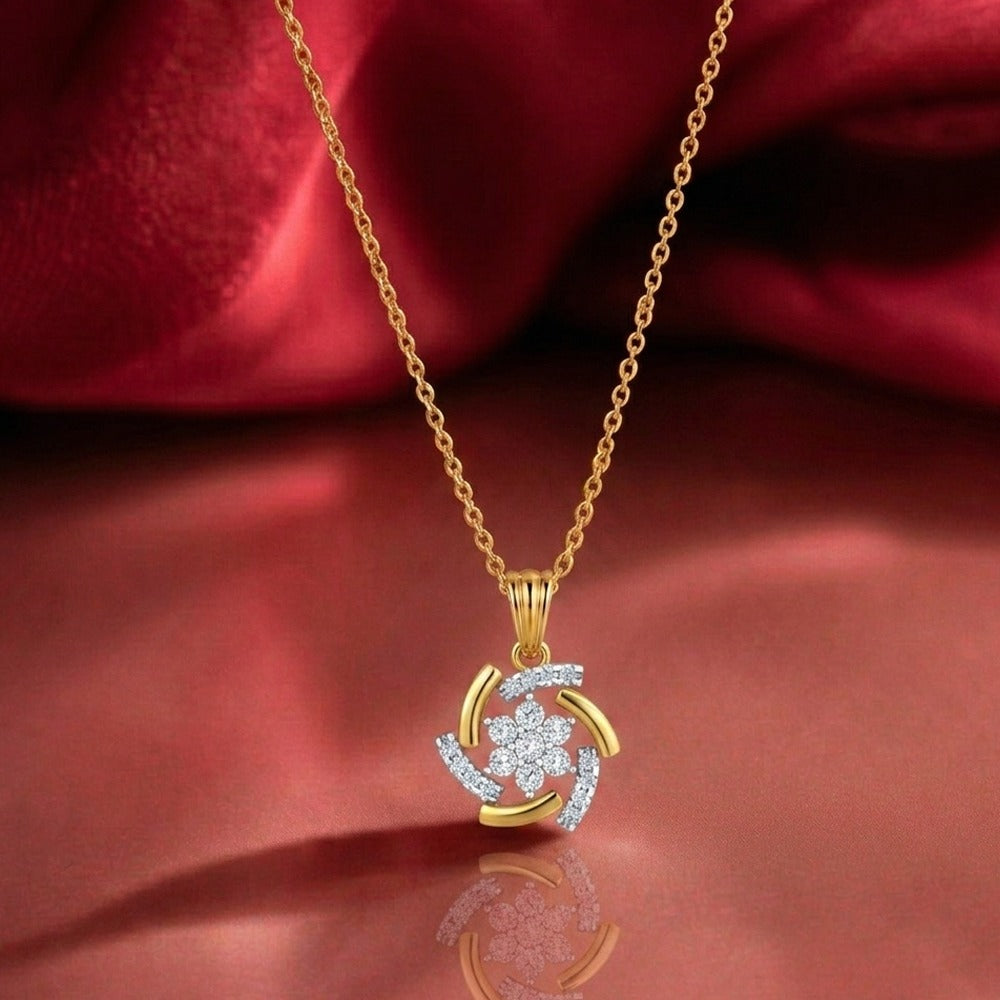 Gold & Diamond Floral Pendant Set KRC40718
