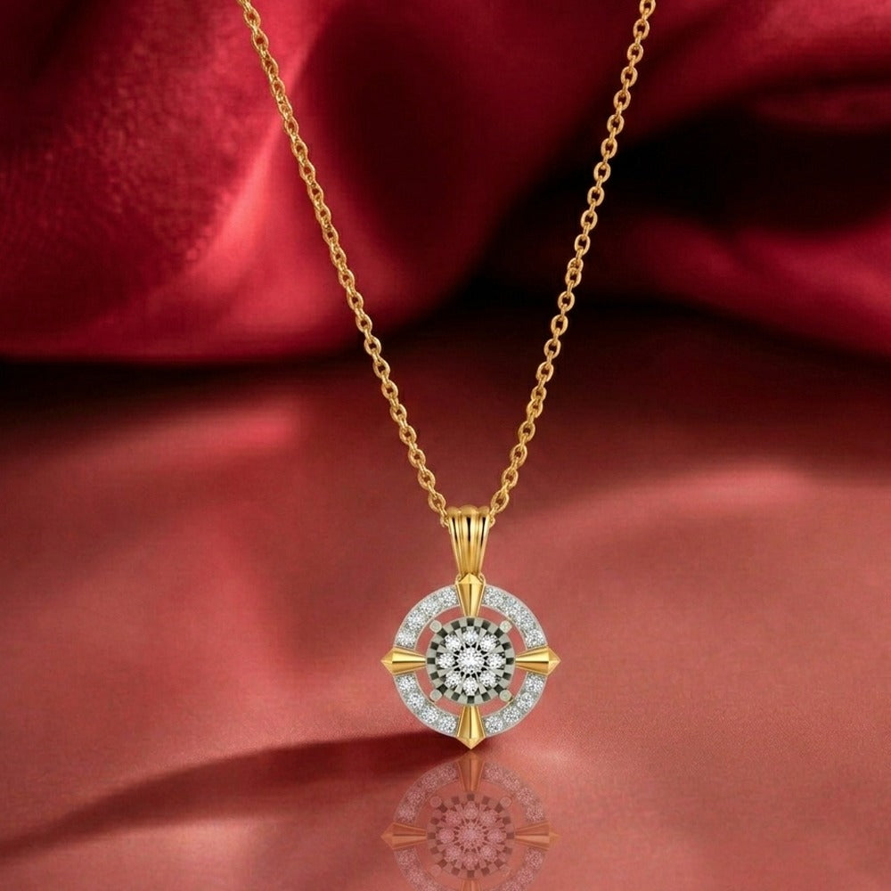 Gold & Diamond Floral PENDANT SET KRC40717