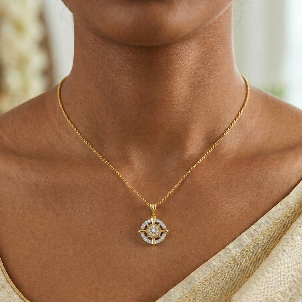 Gold & Diamond Floral PENDANT SET KRC40717
