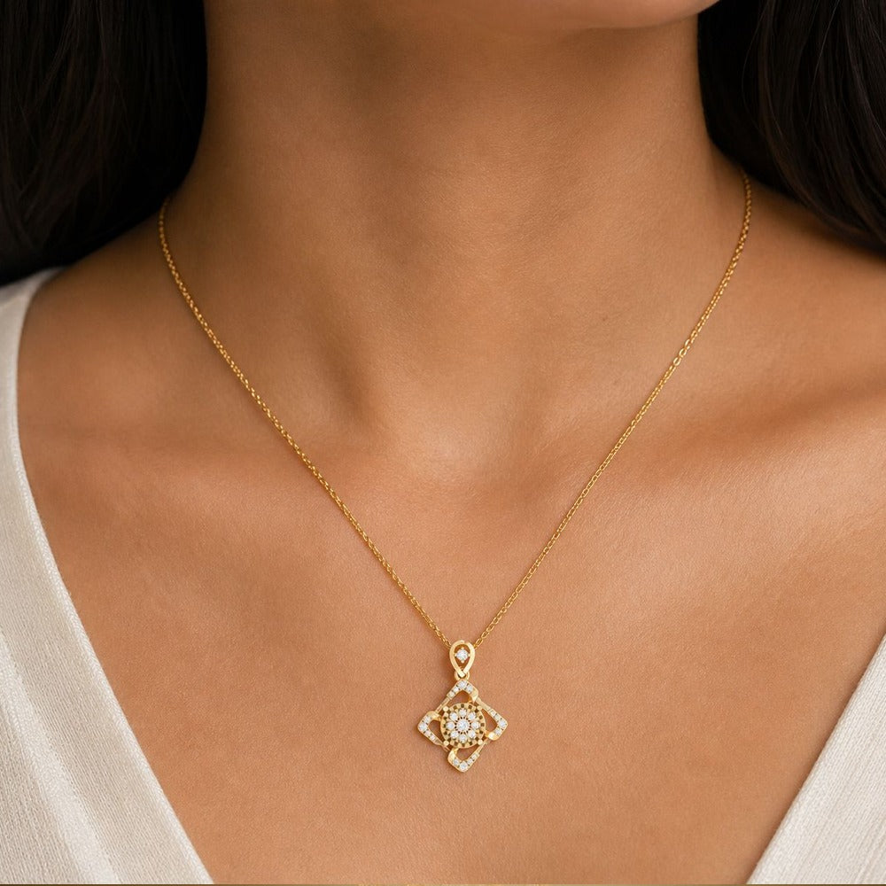 Elegant Gold & Diamond Pendant Set KRC40709