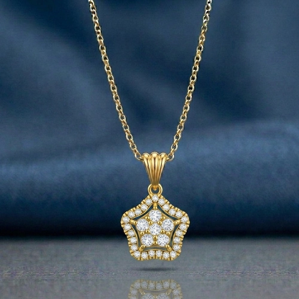 Gold & Diamond Floral PENDANT SET KRC40714