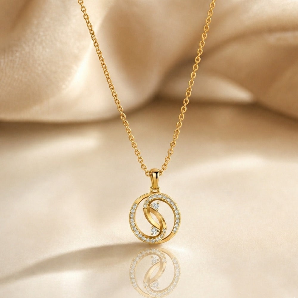 Contemporary Gold & Diamond Pendant Set KRC40712
