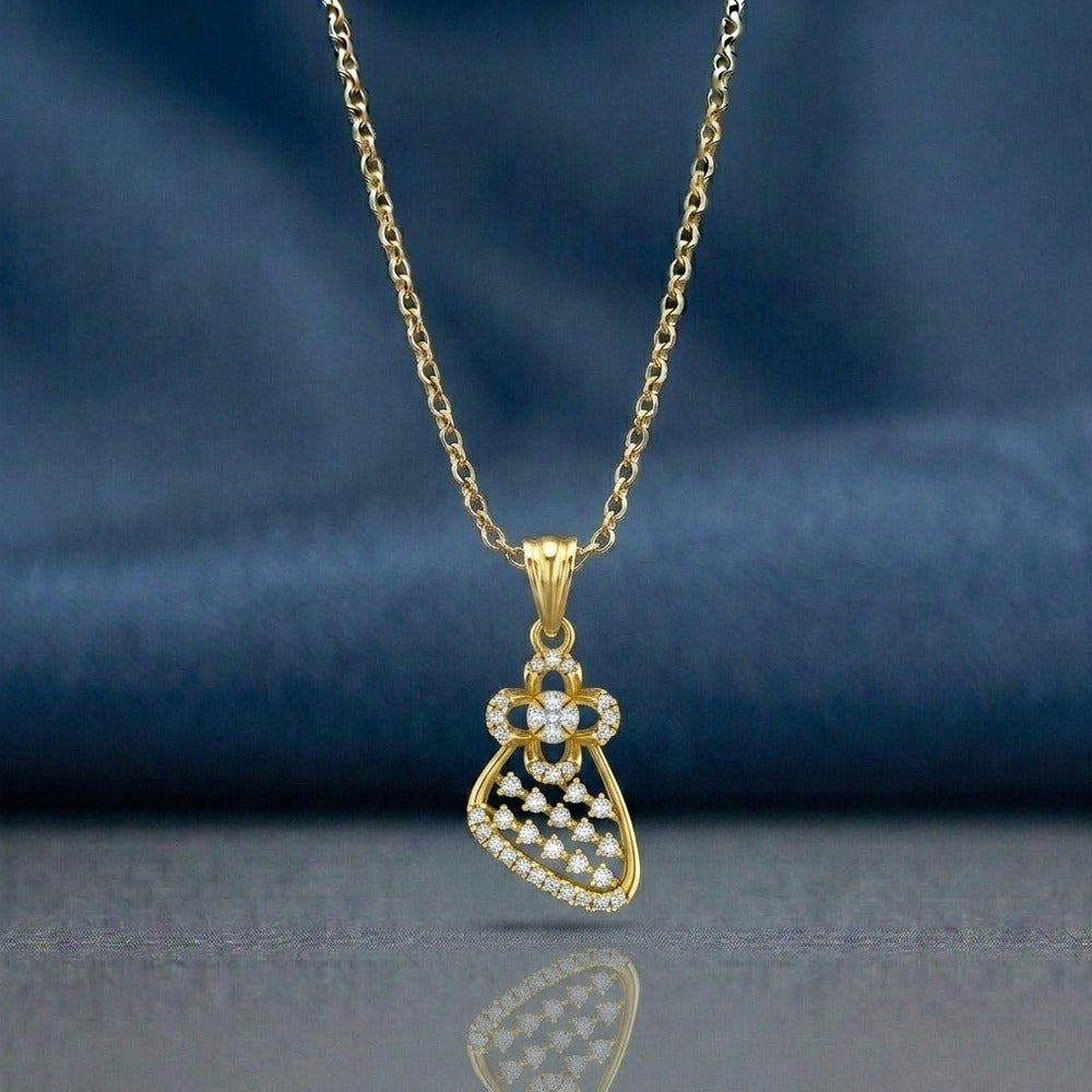 Gold & Diamond Floral Pendant Set KRC40711