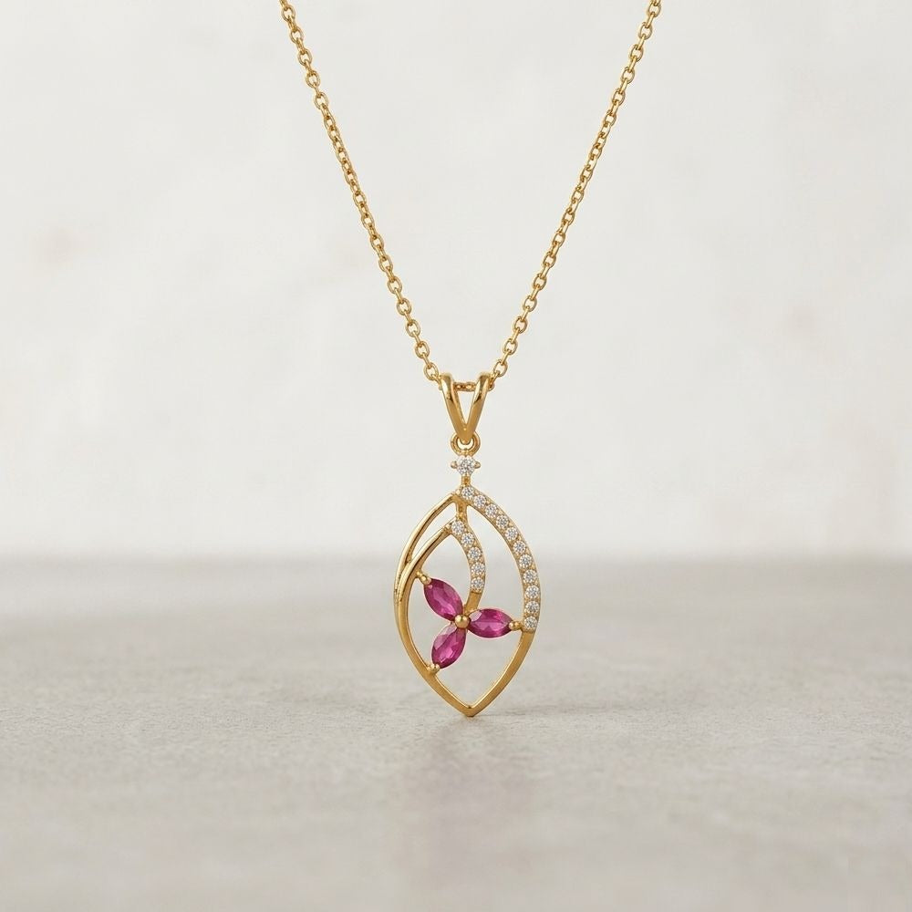 Gold & Diamond Gemstone Pendant Set KRC40710