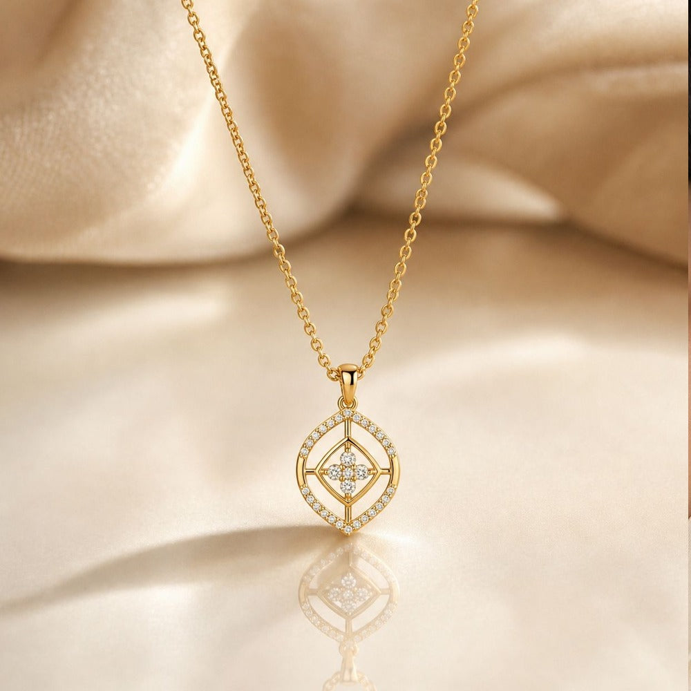 Gold & Diamond Floral Pendant Set KRC40708