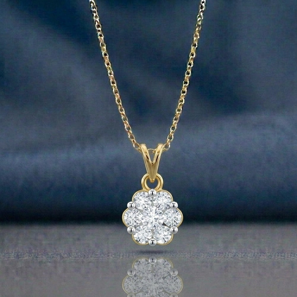 Gold & Diamond Floral Pendant Set KRC40705