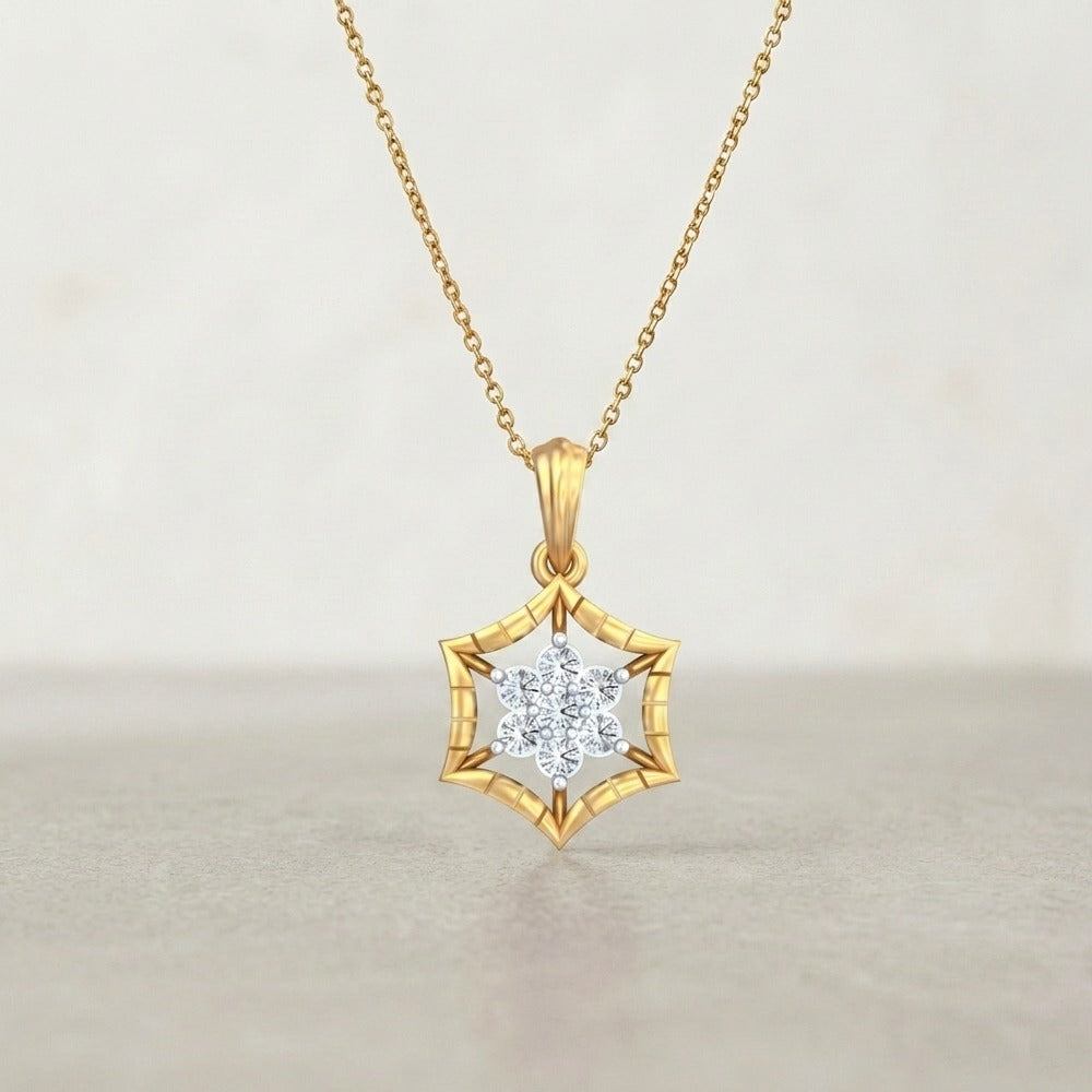 Gold & Diamond Floral Pendant Set KRC40704