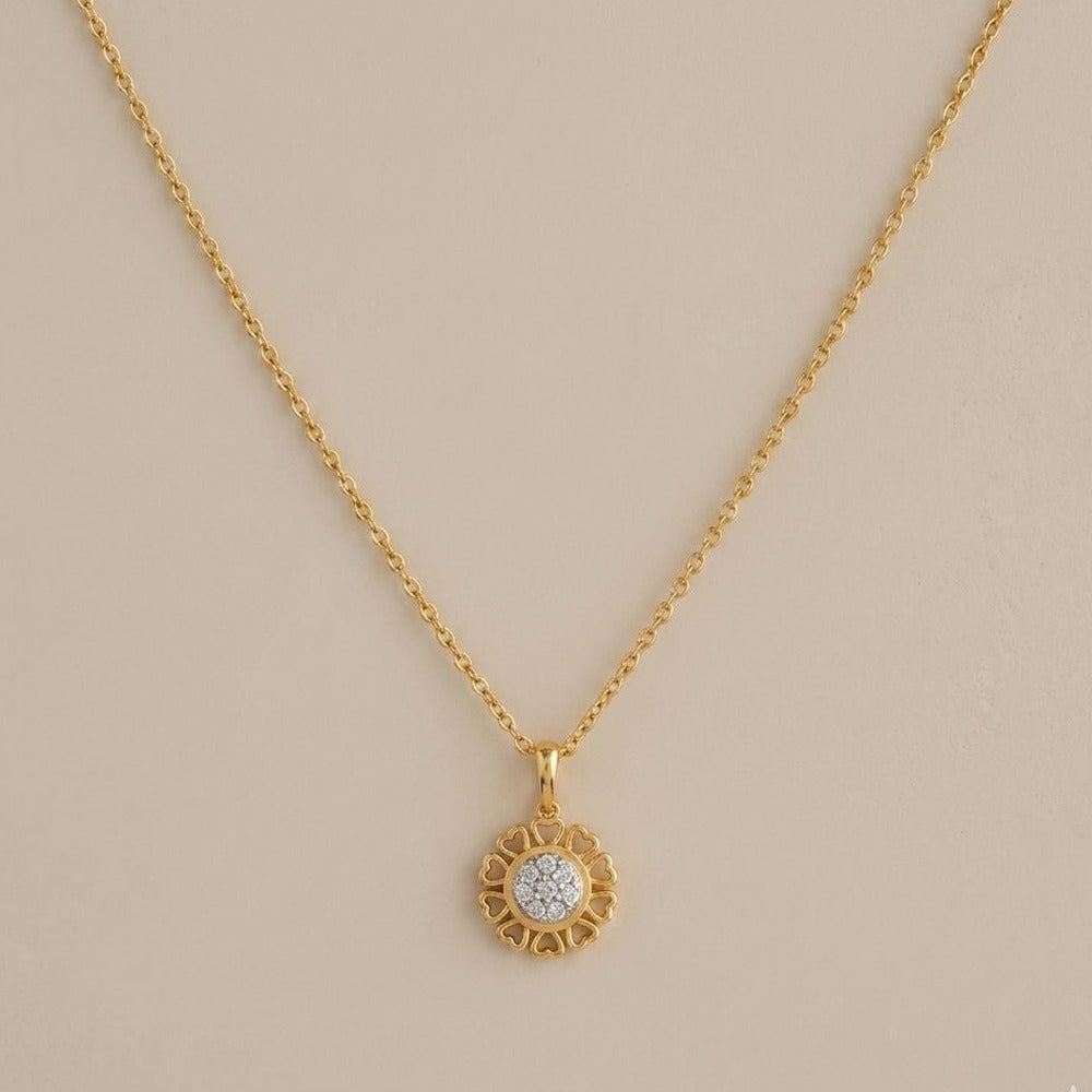 Gold & Diamond Floral Pendant Set KRC40703