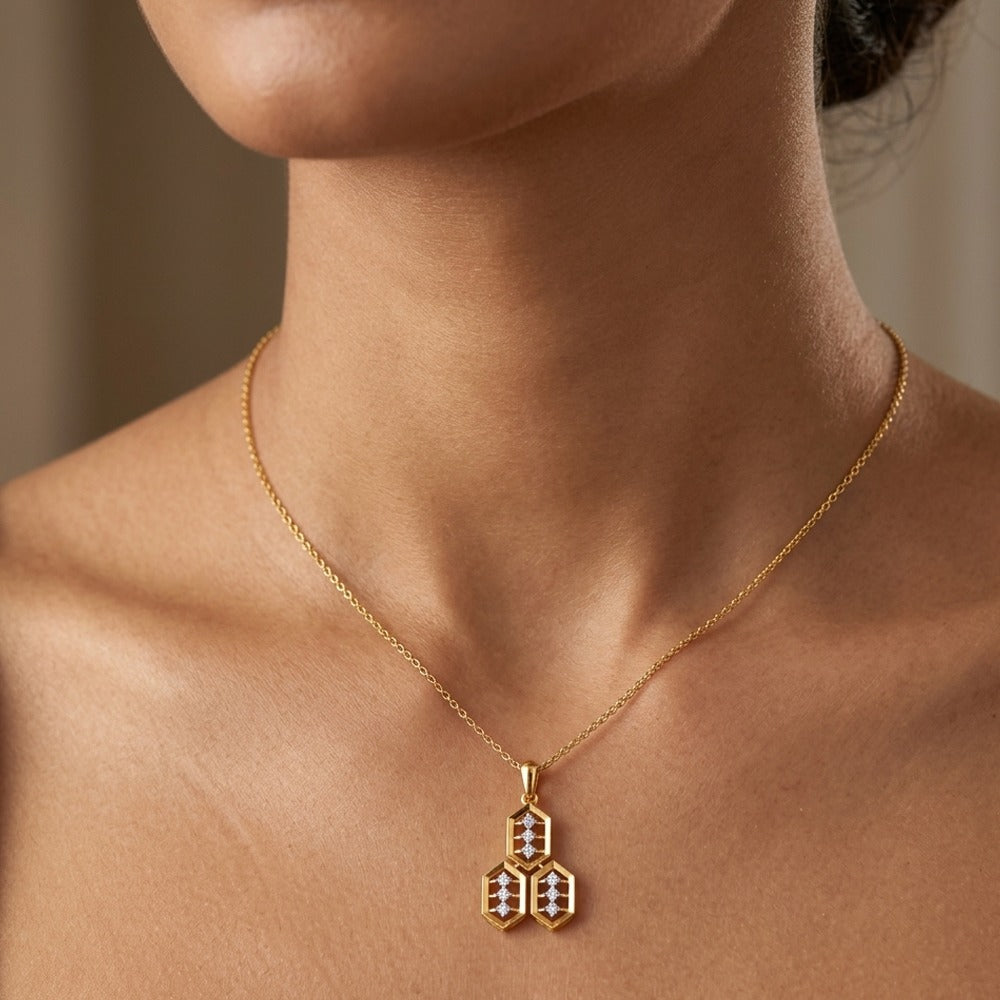 Gold & Diamond Partywear Pendant Set KRC40702