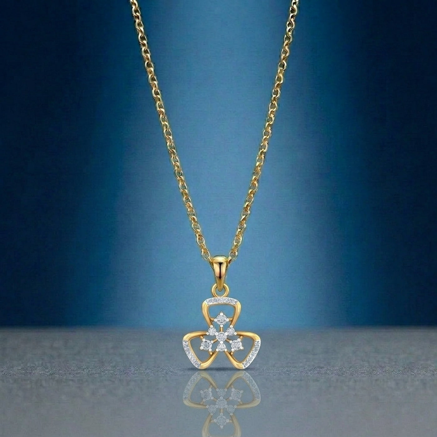 Gold & Diamond Floral Pendant Set KRC40693