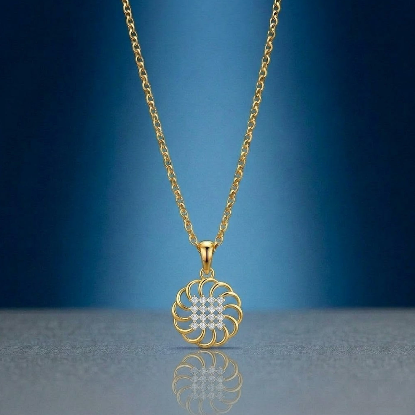 Gold & Diamond Floral Pendant Set KRC40690