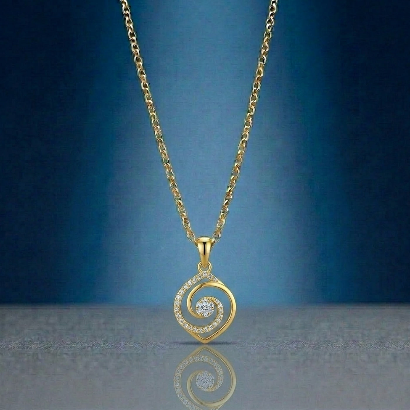 Elegant Gold & Diamond Pendant Set KRC40689