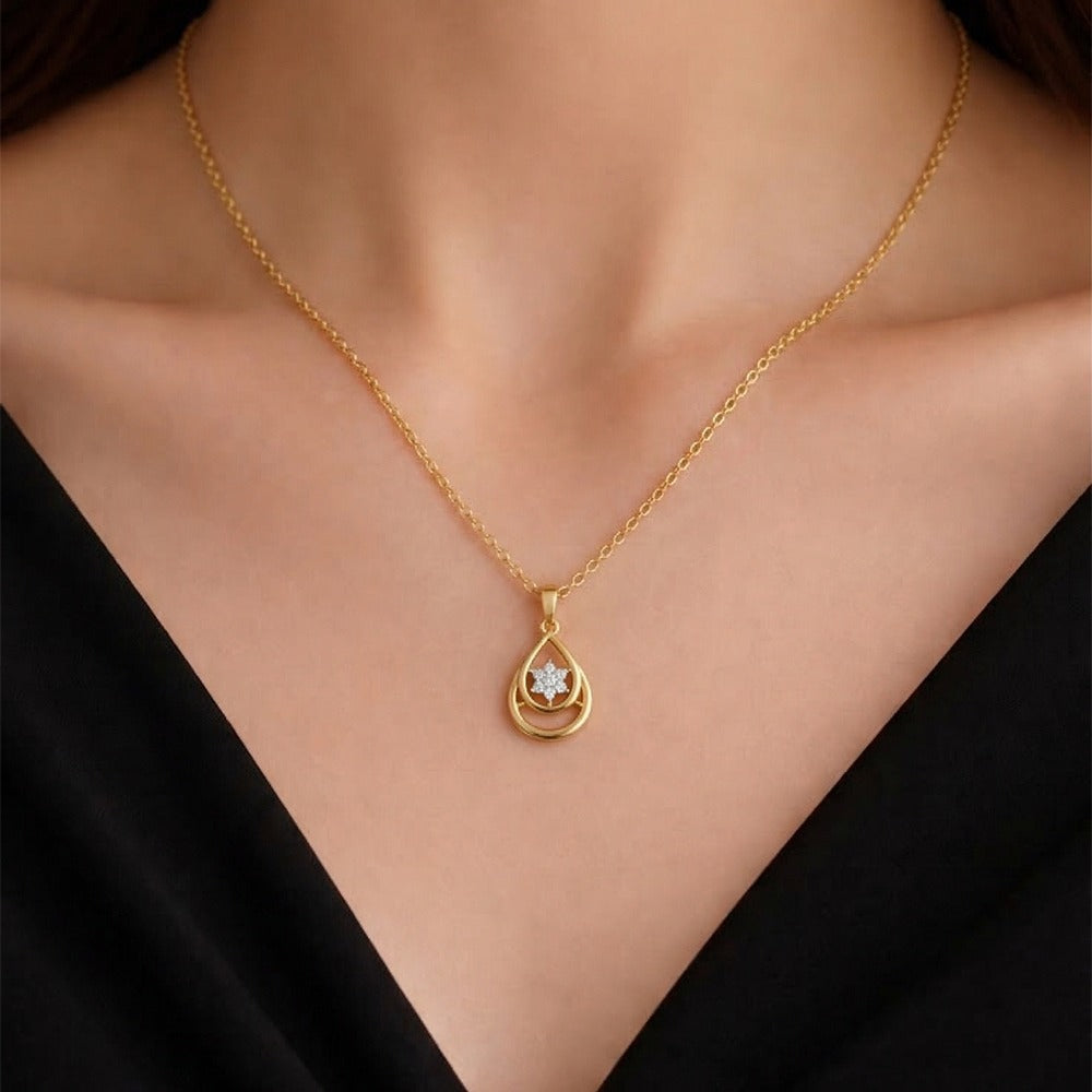 Gold & Diamond Floral Pendant Set KRC40612